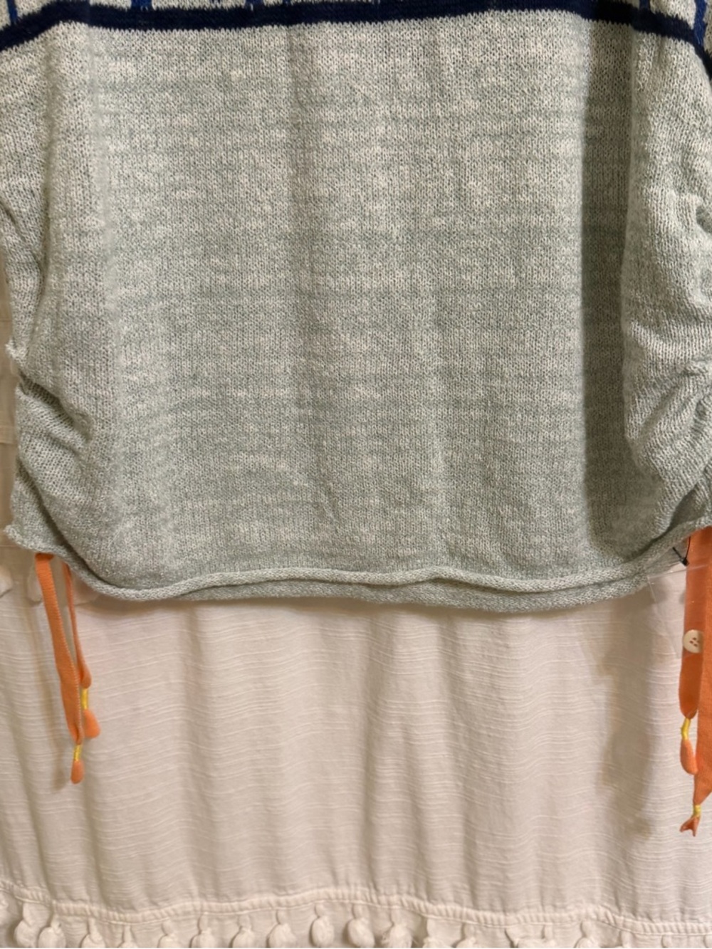 Free People Women's Palm Tree Breeze Knit Ruched Sweater Pullover Top Sunset S - Picture 8 of 11
